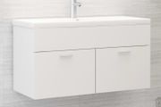 Sink Cabinet with Built-in Basin White Chipboard