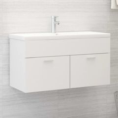 Sink Cabinet with Built-in Basin White Chipboard