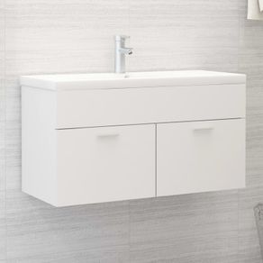 Sink Cabinet with Built-in Basin White Chipboard