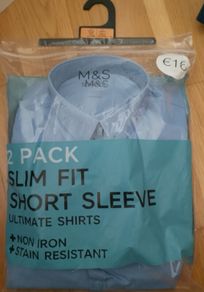 M&S 2 pack slim fit short sleeve shirts