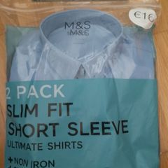 M&S 2 pack slim fit short sleeve shirts