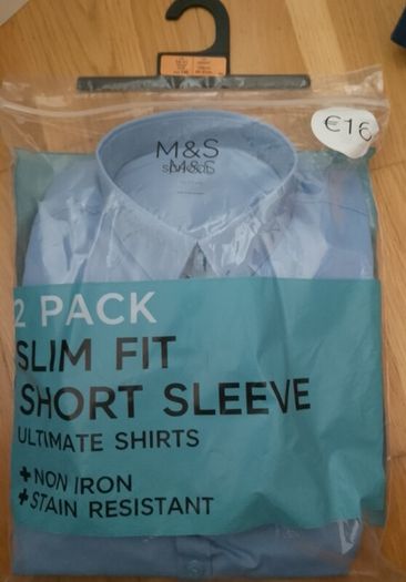 M&S 2 pack slim fit short sleeve shirts