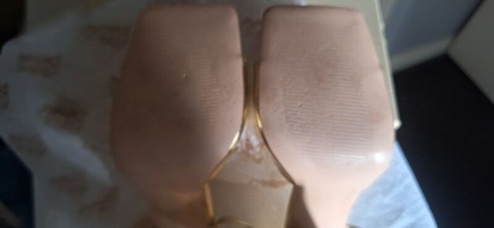 Public Desire Gold Block Heel Sandles.