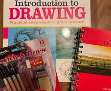 Introduction to Drawing book with sketching pencil set and sketch pad