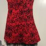 Red Rockabilly Tattoo Print Dress with Tulle Hem Image 6