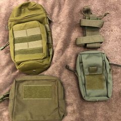 4 Brand new military style pouches and bottle holder