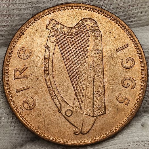 Ireland 1965 1d Penny Beautiful Uncirculated Red