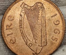 Ireland 1965 1d Penny Beautiful Uncirculated Red