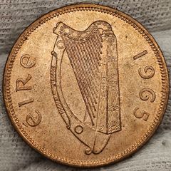 Ireland 1965 1d Penny Beautiful Uncirculated Red