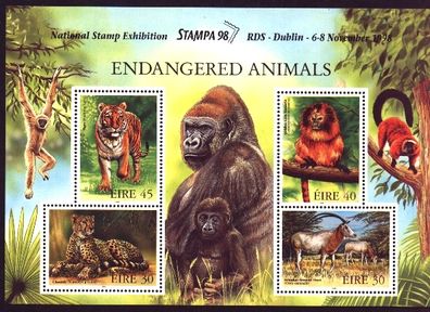 1998 Ireland Stampa Public Souvenir Animals Miniature Sheet with enlarged margin Overprinted for Stampa Mint Never Hinged (MNH)