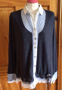 Just White by SE Navy blue and white top Eu 48 Uk 20/22 Includes postage