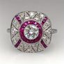 Art Deco Style Ruby Crystal Silver Ring Image 2