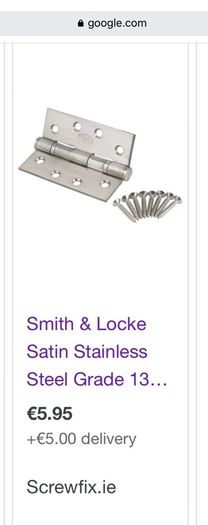 internal door hinges (satin stainless steel)