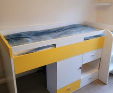High sleeper with desk and storage