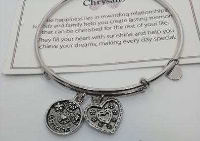 Chrysalis Grandma Rhodium Plated Silver Expandable Bangle New With Tags CAN POST