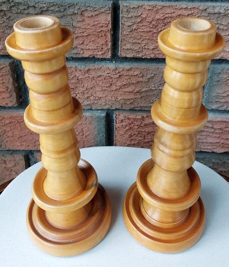Vintage Wooden Candlesticks