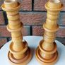 Vintage Wooden Candlesticks Image 2