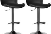 Bar stool Set of 2, 360 swivel chair, height-adjustable, Barstool with backrest and footrest, imitation leather 120kg kitchen stool, Barstools for Kitchen, Dining room, Bar, Black