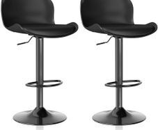 Bar stool Set of 2, 360 swivel chair, height-adjustable, Barstool with backrest and footrest, imitation leather 120kg kitchen stool, Barstools for Kitchen, Dining room, Bar, Black