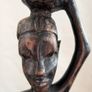 African Wooden Figures Pair Warrior Spear Water Carrier Hand Carved Image 8