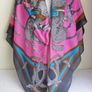 Pink Large Ladies Light Scarf Wrap Shawl Kerchief with Horse Hooves Riders Print Image 3