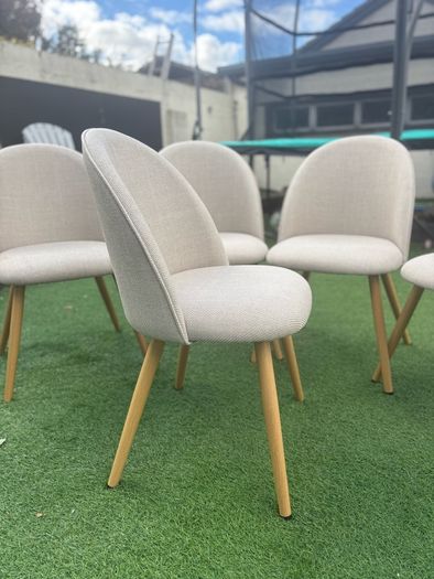6 x Beige Fabric Dining Chairs