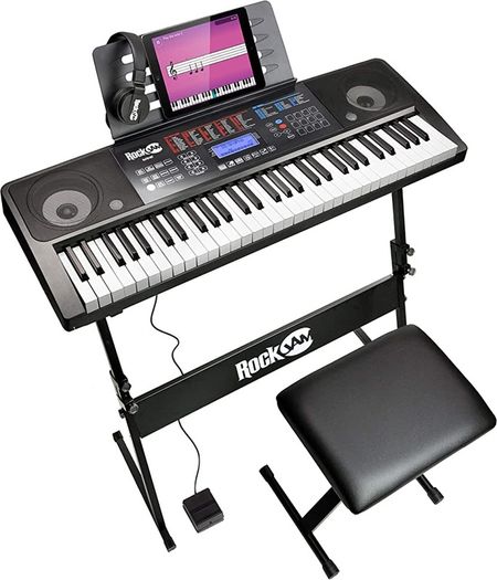 61 Key Keyboard Piano with Keyboard Bench, Digital Piano Stool, Sustain Pedal and Headphones (FREE SHIPPING)