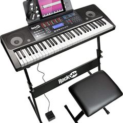 61 Key Keyboard Piano with Keyboard Bench, Digital Piano Stool, Sustain Pedal and Headphones (FREE SHIPPING)