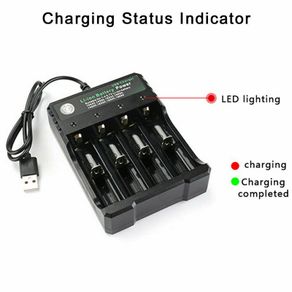 4 Slots Battery Charger Smart Charging For 18650 Rechargeable Li-Ion Battery USB