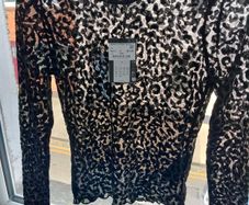 JDY Ruby Black Leopard Mesh Top - Size M - BNWT