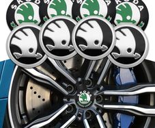 56mm 65mm Black Green Sticker Car Wheel Hub Center Caps Cover For Skoda Octavia Fabia Superb Rapid Yeti