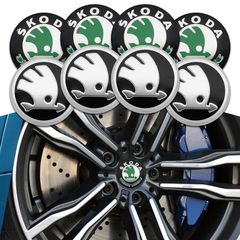 56mm 65mm Black Green Sticker Car Wheel Hub Center Caps Cover For Skoda Octavia Fabia Superb Rapid Yeti