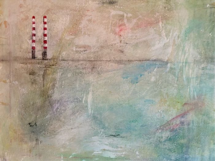 Original Irish art Poolbeg Chimneys Framed