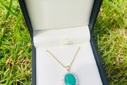 9ct Yellow Gold Agate Pendant &amp; Chain