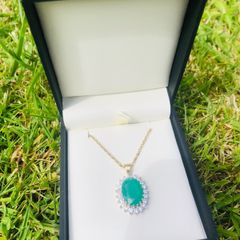 9ct Yellow Gold Agate Pendant & Chain