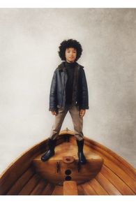 ZARA LEATHER Aviator Jacket with contrast collar