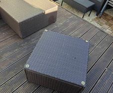 garden L Sofa table and cusions