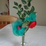 Hand Made Flower Arrangement in Glass Bud Vase for Sale Image 2