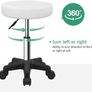 Round Rolling Stool with Wheels Height Adjustable Stool Spa Stool for Salon Massage Home Kitchen White Image 4