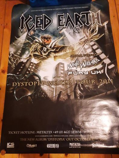 ICED EARTH: Dystopia World Tour poster from 2011 - Excellent Condition