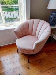 Meadows And Byrne Blush Pink Velvet Shell Accent Chair