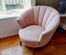 Meadows And Byrne Blush Pink Velvet Shell Accent Chair