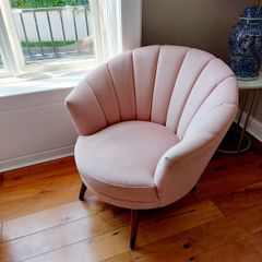 Meadows And Byrne Blush Pink Velvet Shell Accent Chair