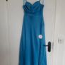 Blue Satin Slip Dress with Slit Image 2