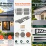 Polycarbonate Door Canopy 198 x 96cm Smoke Grey Front Door Awning with Rain & UV Protection Image 2