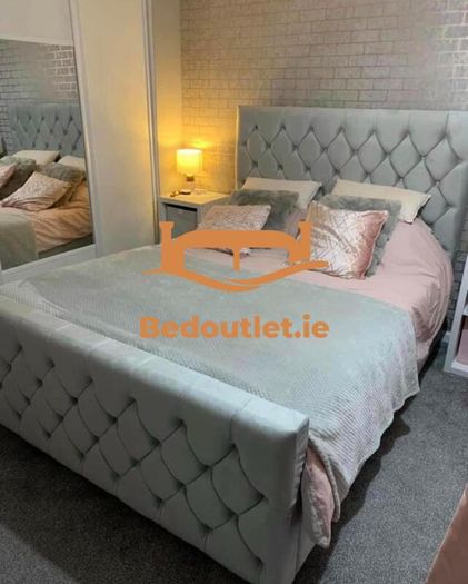 Hilton Florida Bed Frame Chesterfield Bumper Bar Velvet Ottoman Storage&Mattress