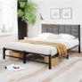 Double Bed Frame Upholstered Bed Frame Double Bed,Black | Upholstered Headboard,Heavy Duty Metal Slats Support,Mattress Base,Under Bed Storage,Easy Assembly,No Box Spring Needed Image 6