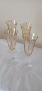 Elegant Amber Iridescent Champagne Flutes (Set of 4)