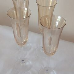 Elegant Amber Iridescent Champagne Flutes (Set of 4)