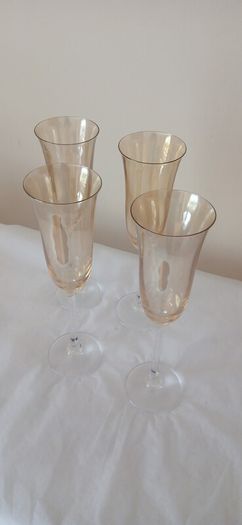Elegant Amber Iridescent Champagne Flutes (Set of 4)